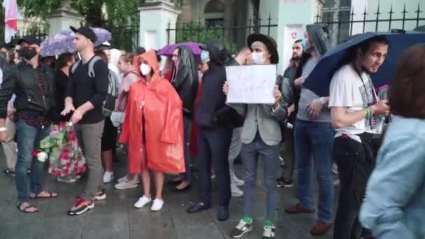 Rally at the Embassy of the Republic of Belarus — Stock video