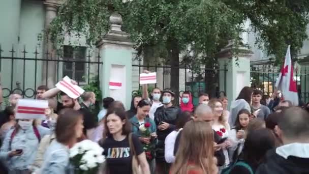 Митинг у посольства Республики Беларусь — стоковое видео