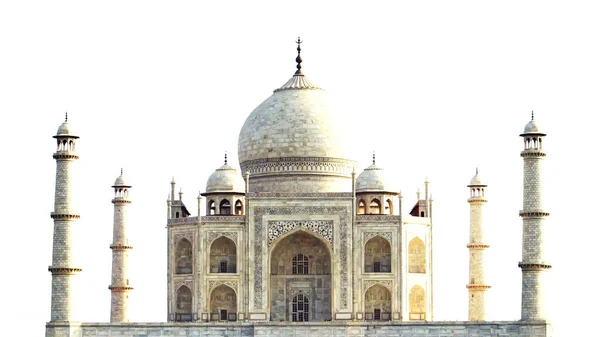 Taj Mahal Agra, Hindistan 'da, insan yok, beyaz arka planda izole edilmiş..