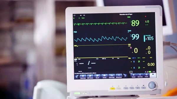 通风机监测生命体征 Ekg Ecg 针对手术室的心电图选择性聚焦 医院急救室 强化治疗 重症监护病房 Icu Itu Ccu — 图库照片