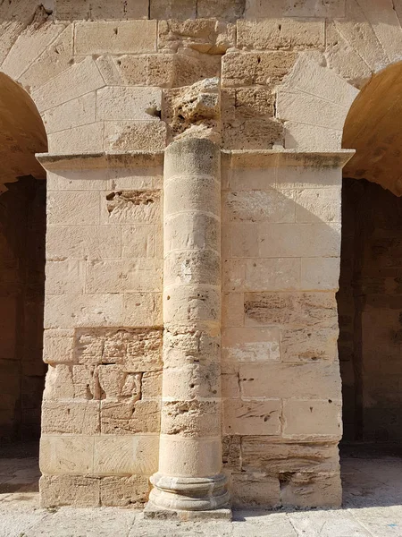 Amphitheater Jem Tunézia Fal Oszlop — Stock Fotó