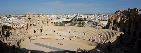 Αμφιθέατρο Στην Τυνησία Τζεμ Τοίχο Και Στήλη — Φωτογραφία Αρχείου