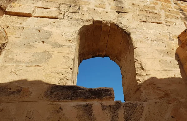 Amfitheater Jem Tunesië Muur Kolom — Stockfoto