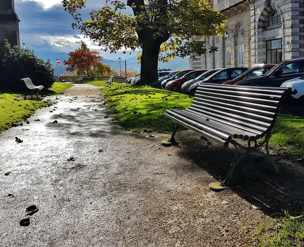 Centrum Města Pau Město Pirenees Atlantiques Bearn Staré Lavičky Parku — Stock fotografie