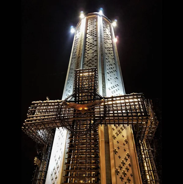 Denkmal Memoty Holodomor Kyiv Ukraine Nächtliche Beleuchtung — Stockfoto