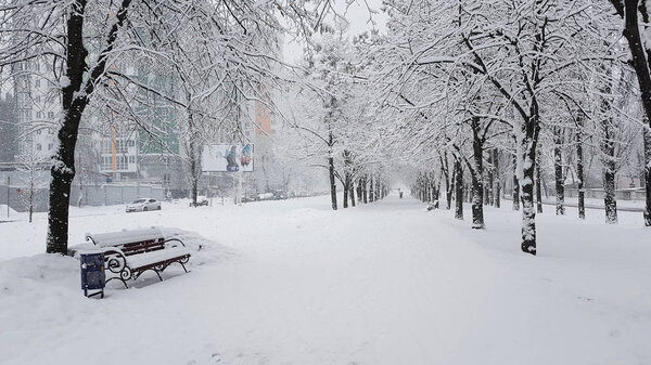 Prospect Vernadskogo Kyiv heavy snow