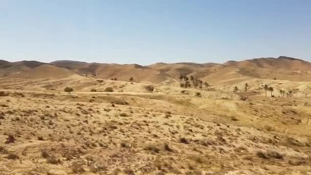 Woestijn Landschap Tunesië Van Autoruit — Stockvideo