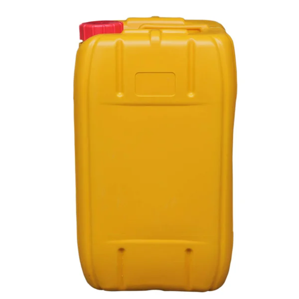 Gele gallon van olie mock up leeg voor ruimte geïsoleerd op witte b — Stockfoto