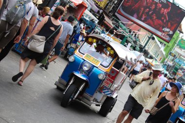 Bangkok, Tayland - 3 Haziran 2018: Tuk Tuk veya Samlor, 