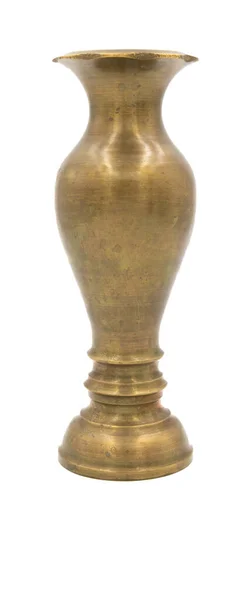 Brass vase isolated on white background with clipping path — Stock Photo, Image