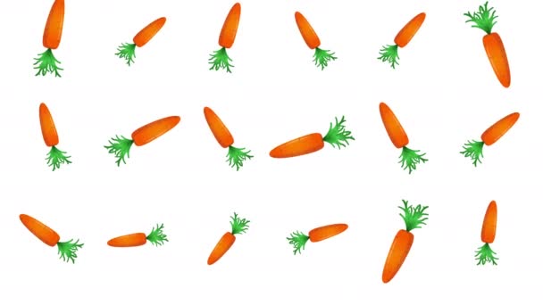 Achtergrond met vallende wortelen — Stockvideo