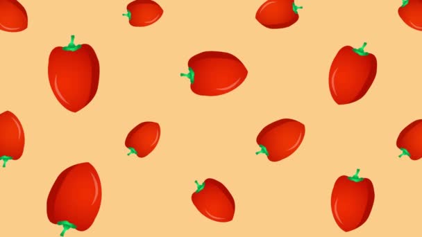 Rote süße bulgarische Paprika fällt — Stockvideo