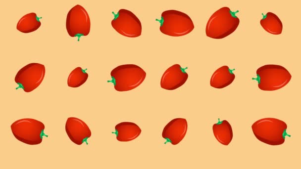 Rote süße bulgarische Paprika fällt — Stockvideo