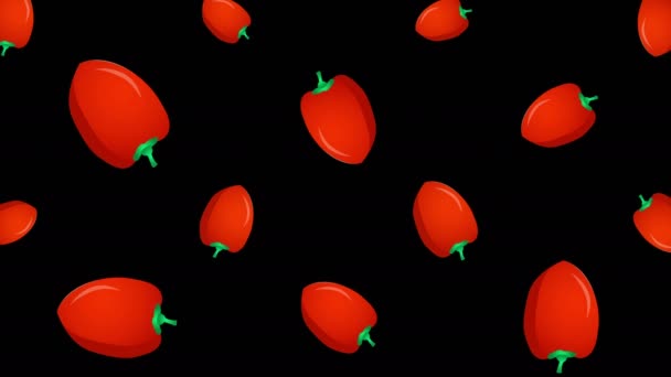 Red Sweet Bulgarian Bell Pepper falling — Stock Video