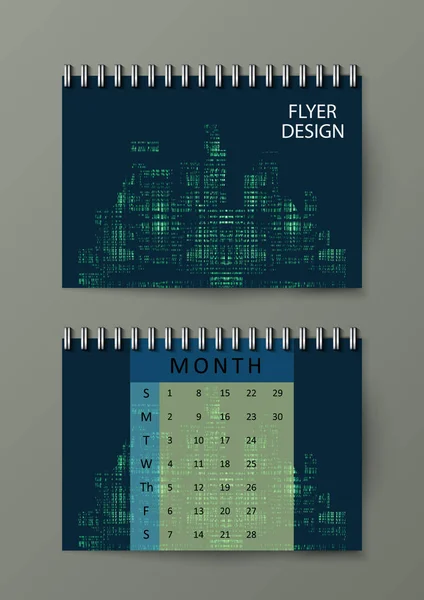Paysage Urbain Sombre Modèle Brochure Avec Horizon Nocturne Ville Fond — Image vectorielle