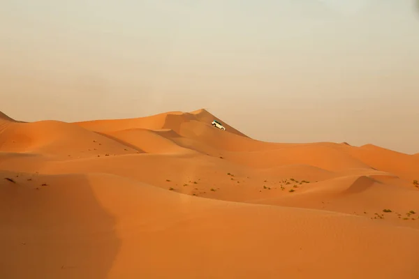 Aventure, voyage ou concept de vacances actives et extrêmes : safari extrême. Véhicules hors route conduisant dans le désert . — Photo