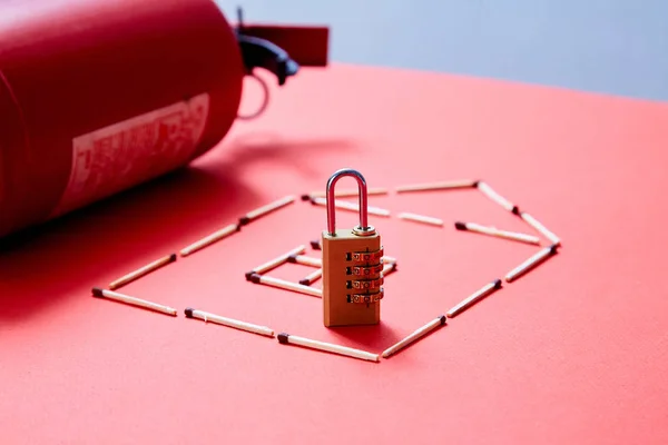 Fire safety, or security and protection concept. A fire extingui — Stock Image Fire safety, or security and protection concept. A fire extingui Stock Picture