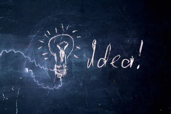 Kreativní, bystrý nápad, inovace nebo inspirace. Obrázek lampy a nápis — Stock fotografie