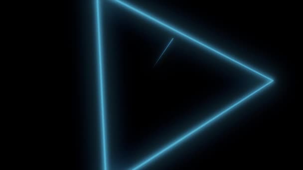 Polígonos de neón abstractos en el espacio negro. Líneas de láser moviéndose en círculo — Vídeos de Stock