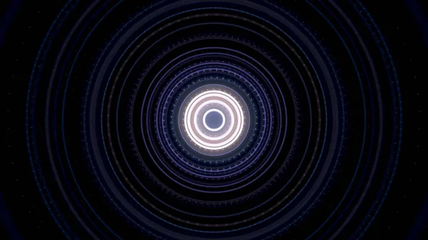 Animación de video futurista con objeto de rayas de partículas y luces en movimiento. Animación de brillo circular —  Fotos de Stock