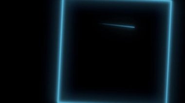 Arka plan ile neon kareler. Sorunsuz döngü. Neon kare şekli lazer