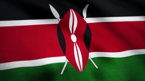 Bandeira do Quênia acenando, adequado para usá-lo como pano de fundo. Fundo acenando no vento Bandeira do Quênia — Vídeo de Stock