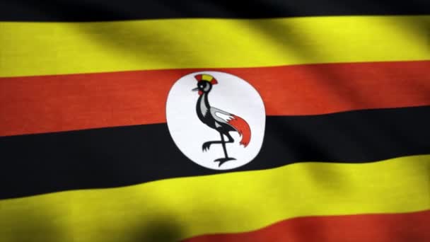 UGANDA Realista acenando fundo da bandeira. Fundo da bandeira acenando ao vento de Uganda — Vídeo de Stock