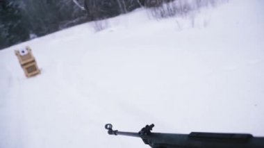 Silah atış poligonu kış ormanında için. Küçük. Eller için çekim aralığı açık havada şarjörü