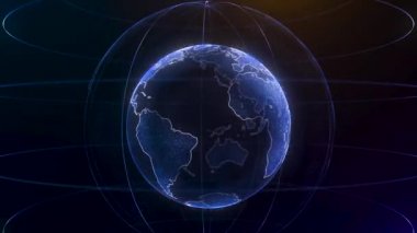 Küresel Infographic hologram. Teknoloji kavramı. Hologram gezegen. Tv iş haber Intro için mükemmel. Mavi