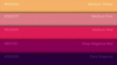 Renk paleti Kılavuzu. Palet üzerindeki renk tonları. RGB renkleri isimlerini.