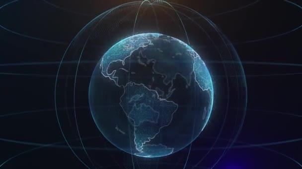 Global infographic hologram. Concept van technologie. Hologram in de planeet. Perfect voor Tv business nieuws intro. Blauw — Stockvideo