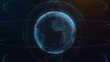 Küresel Infographic hologram. Teknoloji kavramı. Hologram gezegen. Tv iş haber Intro için mükemmel. Mavi