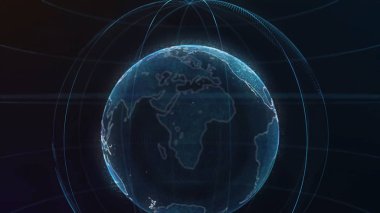 Küresel Infographic hologram. Teknoloji kavramı. Hologram gezegen. Tv iş haber Intro için mükemmel. Mavi