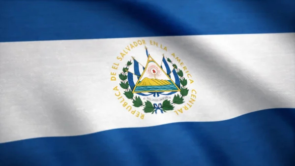 Salvador bandera ondeando animación. Pantalla completa. Bandera de El Salvador. Renderizado utilizando diseño oficial y colores. Lazo sin costuras. Símbolo del país — Foto de Stock