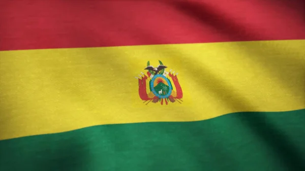 Bolivia bandiera sventola nel vento. Sfondo con texture tessile ruvida. Bandiera boliviana sventola animazione. Ciclo di animazione — Foto Stock
