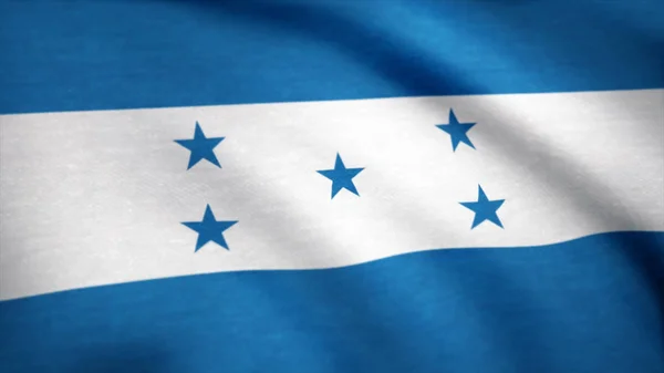 Una hermosa animación satinada de la bandera de Honduras. Bandera de Honduras ondeando en el viento. Fondo con textura textil rugosa. Bucle de animación —  Fotos de Stock