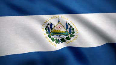 Salvador bayrak sallayarak animasyon. Tam ekran. El Salvador bayrağı. Resmi tasarım ve renkler kullanarak render. Sorunsuz döngü. Ülkenin sembolü