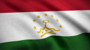 Tacikistan bayrağı rüzgarda sallayarak. Zorlu Tekstil dokulu arka plan. Tacikistan bayrağı sallayarak animasyon. Animasyon döngüsü