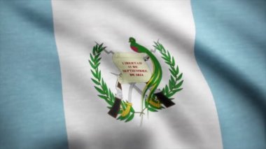 Guatemala, sorunsuz döngü bayrağı sallayarak. Tam boyut, mavi arka plan. Guatemala bayrağı. Resmi tasarım ve renkler kullanarak render. Sorunsuz döngü