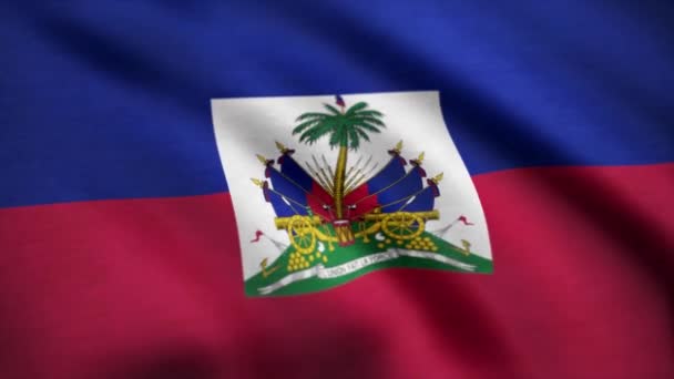 Bandera de Haití Antecedentes Seamless Loop Animation. Bandera de Haití ondeando al viento. Lazo sin costura — Vídeo de stock