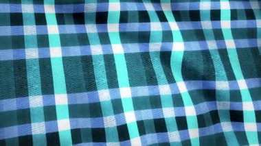 Mavi kareler kumaş kumaş malzeme doku sorunsuz arka plan ilmekledi. Soyut Mavi kumaş, kot pantolon, animasyon. Döngü.