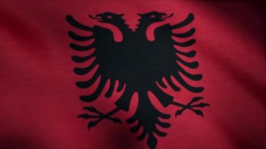 Arnavutluk Ulusal bayrak. Arnavutluk rüzgarda sallayarak gerçekçi bayrak