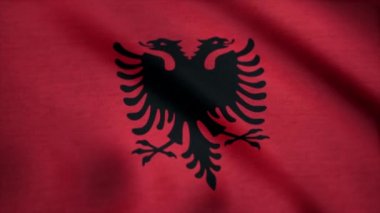 Arnavutluk Ulusal bayrak. Arnavutluk rüzgarda sallayarak gerçekçi bayrak