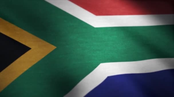 Bandeira da África do Sul acenando suavemente ao vento. África do Sul País Bandeira animação stock footage — Vídeo de Stock