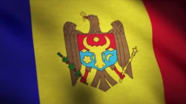 Moldova bayrağı sallayarak animasyon. Moldova gerçekçi ulusal bayrak sallayarak animasyon döngü sorunsuz