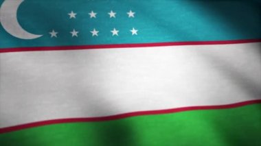 Gerçekçi güzel Özbekistan bayrağı. Özbekistan'ın ulusal bayrak sallayarak