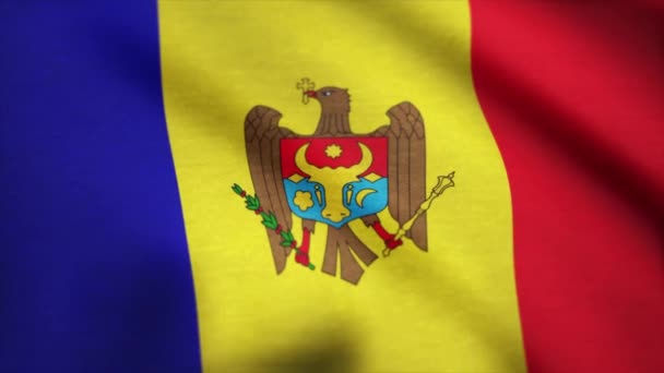 Moldavie drapeau agitant animation. Moldavie drapeau national réaliste sans couture boucle agitant l'animation — Video