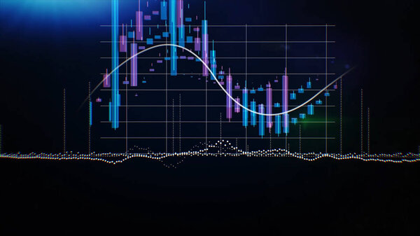 Graphs, charts and data. Perfect Flight through Business Network. Stock. Looped animation. Growing Business Chart with blue color