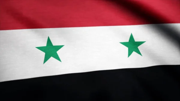 Flagge Syriens. Syrien-Flagge weht bei Wind-Animation — Stockfoto