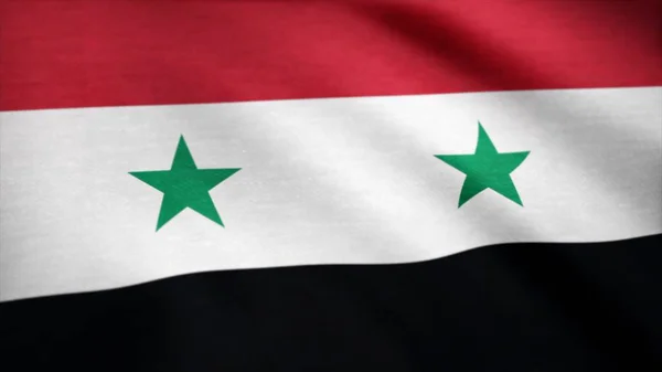Bandera de Siria. Bandera de Siria ondeando en la animación del viento —  Fotos de Stock